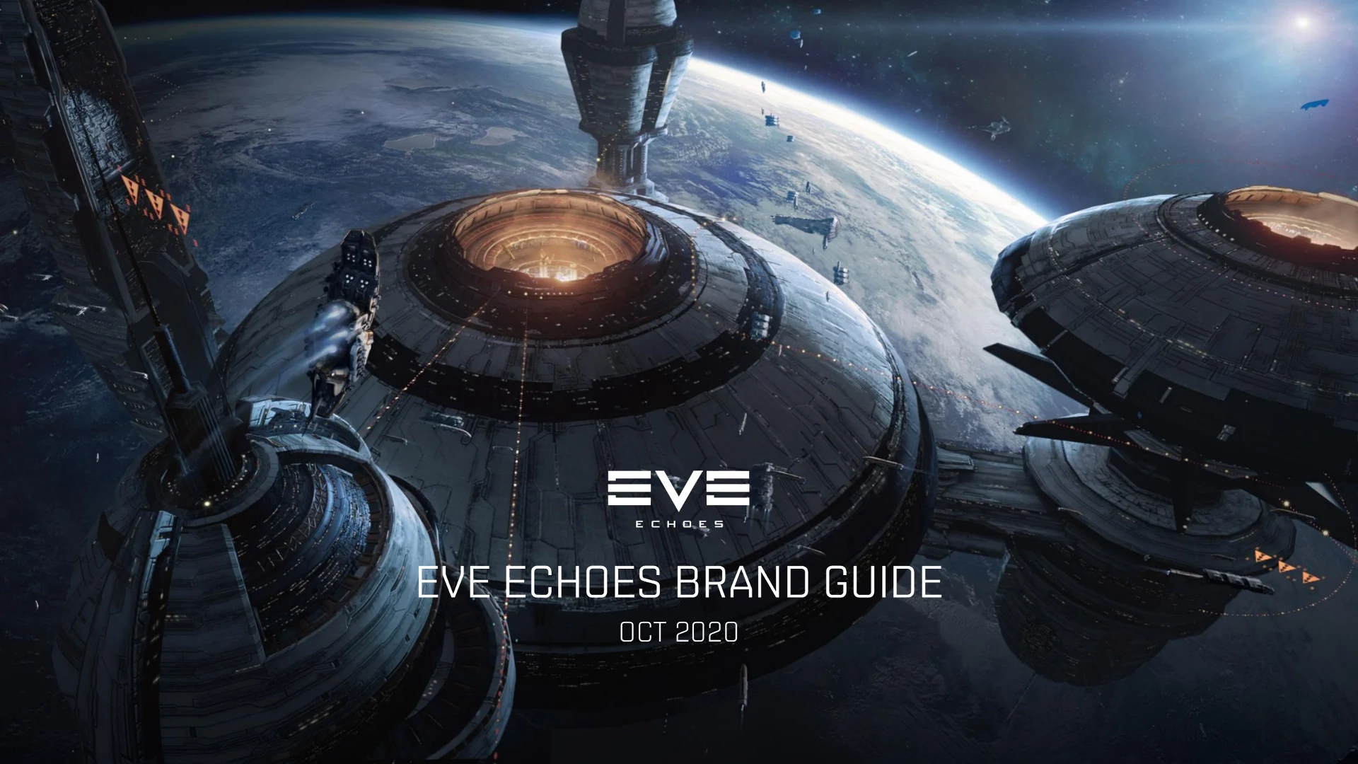 Brand and world presentation connected ships, spatial composition, and the EVE identity.