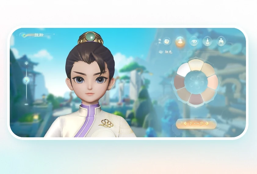 The mobile character presentation carries the visual direction into the player interface.