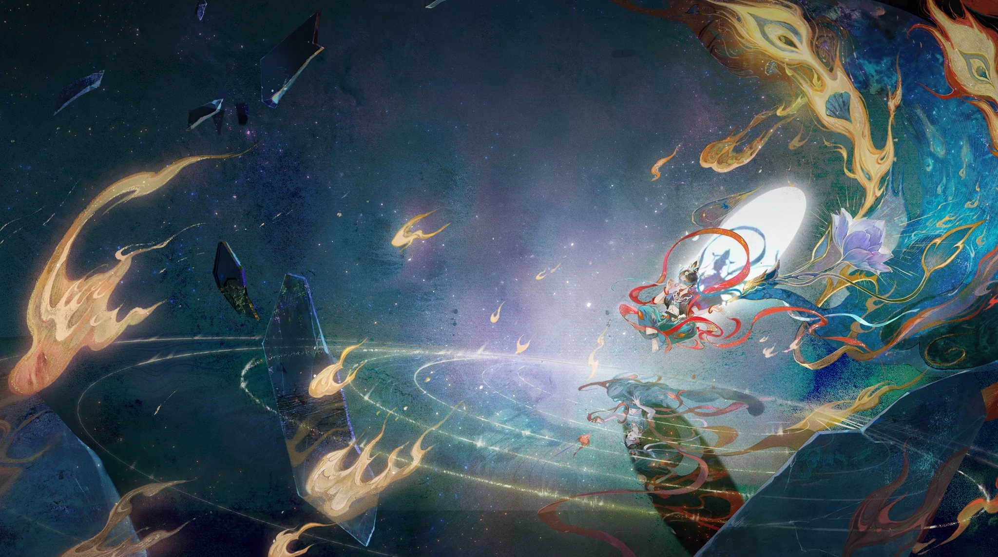 Summoned-creature art direction draws on celestial and mythological imagery.
