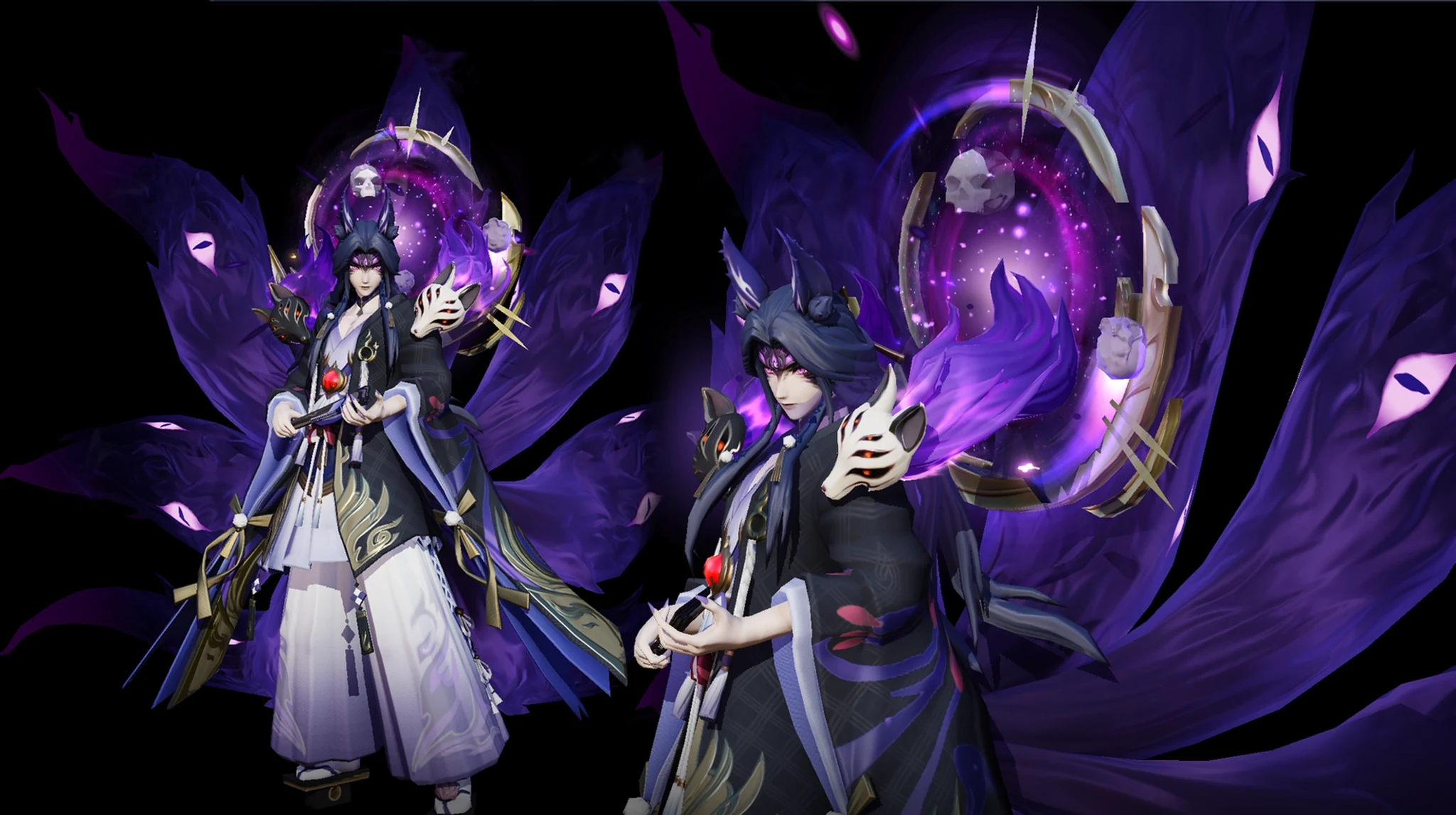 Shikigami look development: character forms, material treatment, and a consistent stylized finish.