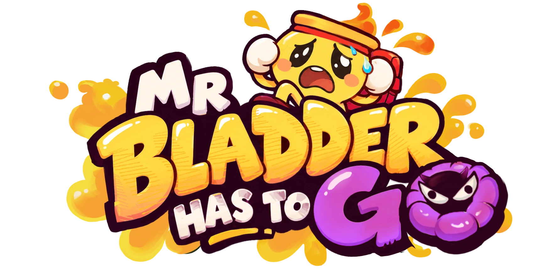 Game logo — character-led lettering and a yellow-purple palette connect the visual identity to the cast.