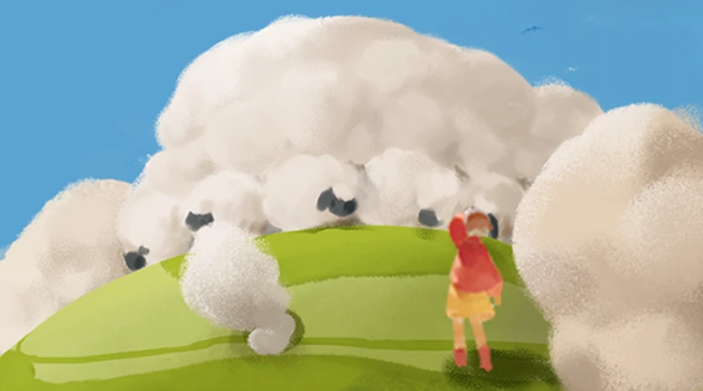 A landscape shaped around wool, sheep, and soft edges.